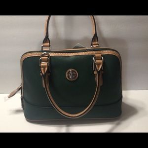 Giani Bernini Classic Olive & Tan Saffiano Leather Satchel